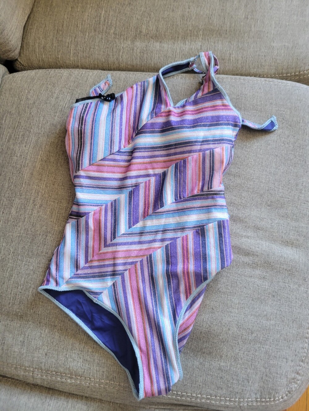 BECCA Striped One-Piece Swimsuit in Pink, Purple, Blue